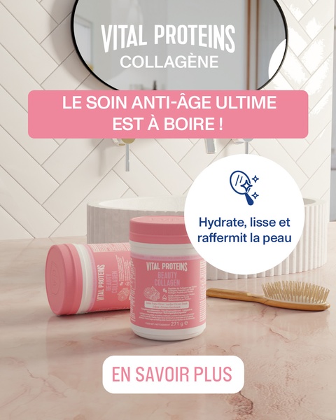 A high-conversion 4:5 ad creative for collagen powder, utilizing a clear anti-aging hook and lifestyle photography to build brand trust.